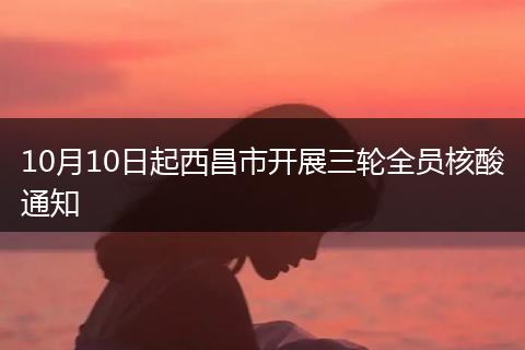 10月10日起西昌市开展三轮全员核酸通知