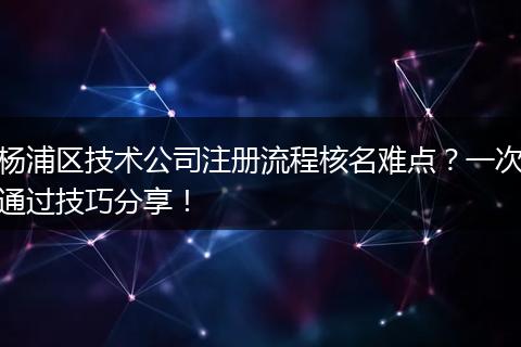 杨浦区技术公司注册流程核名难点？一次通过技巧分享！