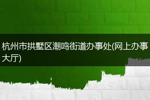 杭州市拱墅区潮鸣街道办事处(网上办事大厅)