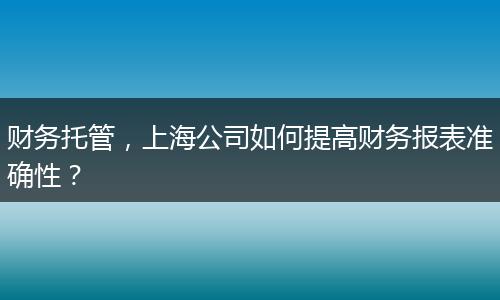 财务托管，上海公司如何提高财务报表准确性？