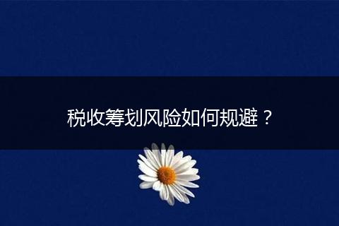 税收筹划风险如何规避？