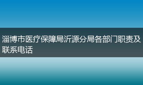 淄博市医疗保障局沂源分局各部门职责及联系电话