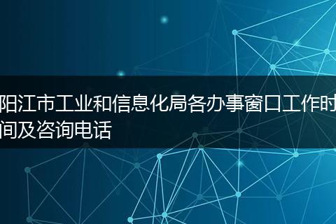 阳江市工业和信息化局各办事窗口工作时间及咨询电话