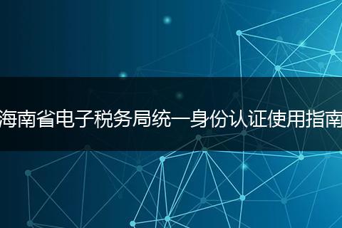 海南省电子税务局统一身份认证使用指南