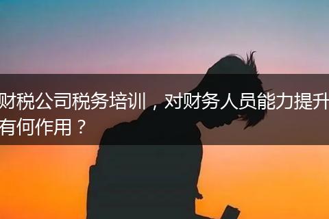财税公司税务培训，对财务人员能力提升有何作用？