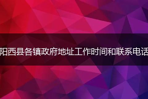 阳西县各镇政府地址工作时间和联系电话
