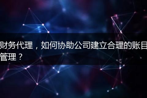 财务代理，如何协助公司建立合理的账目管理？