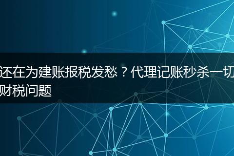 还在为建账报税发愁？代理记账秒杀一切财税问题