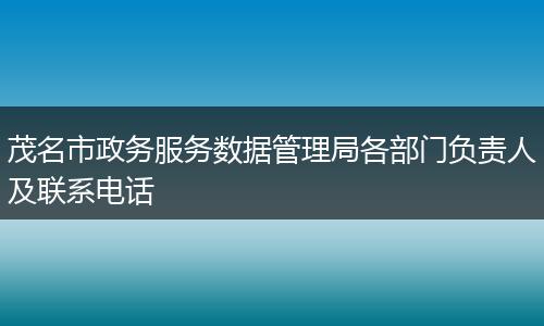 茂名市政务服务数据管理局各部门负责人及联系电话