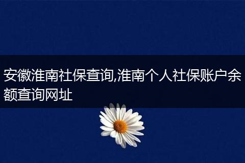 安徽淮南社保查询,淮南个人社保账户余额查询网址