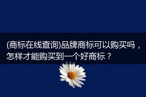 (商标在线查询)品牌商标可以购买吗，怎样才能购买到一个好商标？