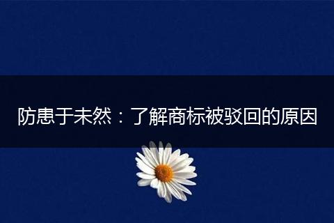 防患于未然：了解商标被驳回的原因