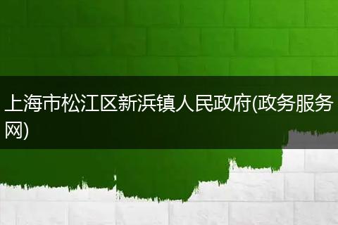 上海市松江区新浜镇人民政府(政务服务网)
