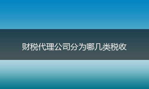 财税代理公司分为哪几类税收