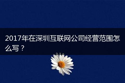 2017年在深圳互联网公司经营范围怎么写？