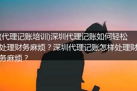 (代理记账培训)深圳代理记账如何轻松处理财务麻烦？深圳代理记账怎样处理财务麻烦？