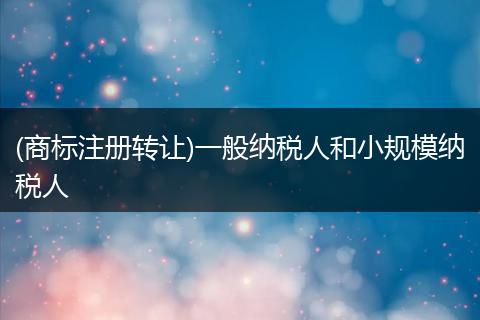 (商标注册转让)一般纳税人和小规模纳税人