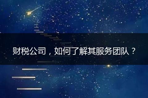 财税公司，如何了解其服务团队？