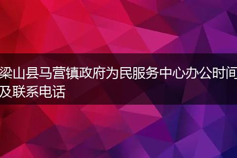 梁山县马营镇政府为民服务中心办公时间及联系电话