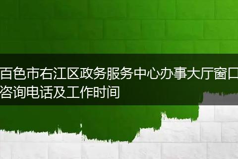 百色市右江区政务服务中心办事大厅窗口咨询电话及工作时间