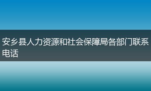 安乡县人力资源和社会保障局各部门联系电话