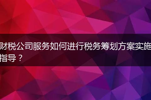 财税公司服务如何进行税务筹划方案实施指导？