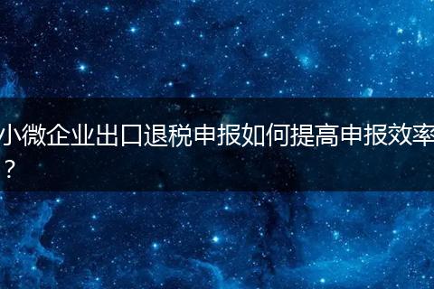 小微企业出口退税申报如何提高申报效率？