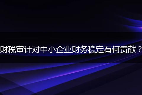 财税审计对中小企业财务稳定有何贡献？