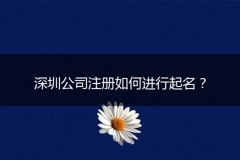 深圳公司注册如何进行起名？