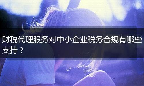 财税代理服务对中小企业税务合规有哪些支持？