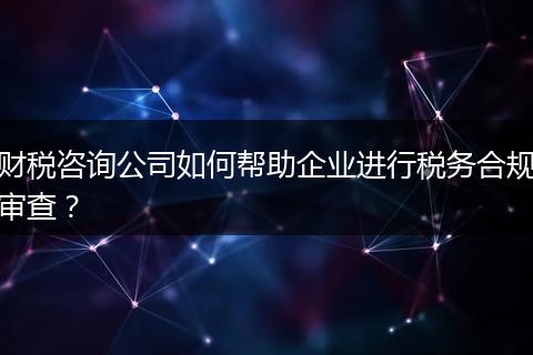 财税咨询公司如何帮助企业进行税务合规审查？