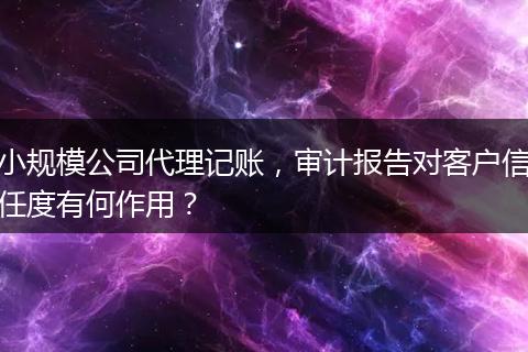 小规模公司代理记账，审计报告对客户信任度有何作用？