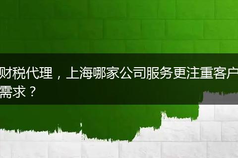 财税代理，上海哪家公司服务更注重客户需求？