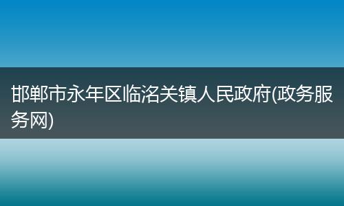 邯郸市永年区临洺关镇人民政府(政务服务网)