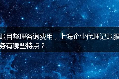 账目整理咨询费用，上海企业代理记账服务有哪些特点？