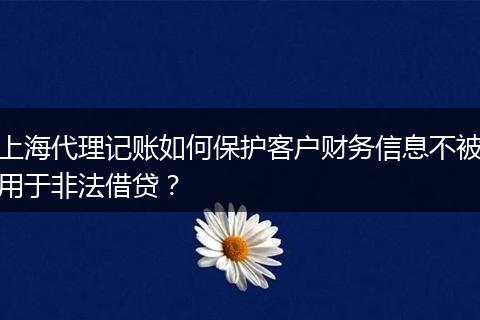 上海代理记账如何保护客户财务信息不被用于非法借贷？