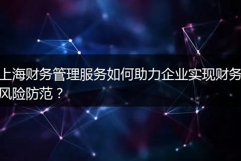 上海财务管理服务如何助力企业实现财务风险防范?