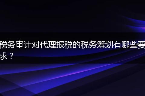 税务审计对代理报税的税务筹划有哪些要求？