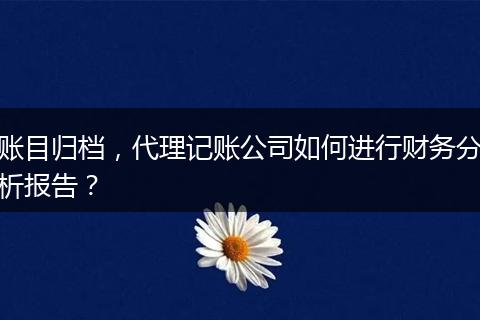 账目归档，代理记账公司如何进行财务分析报告？