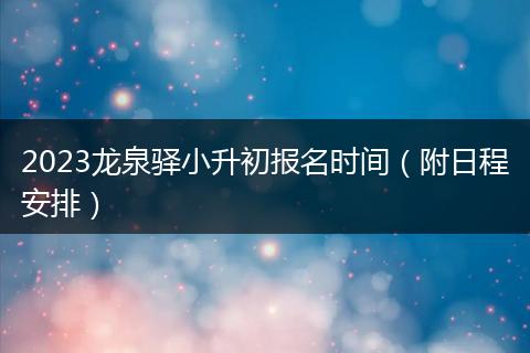 2023龙泉驿小升初报名时间（附日程安排）