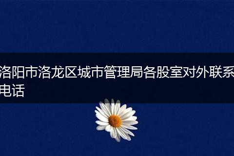 洛阳市洛龙区城市管理局各股室对外联系电话