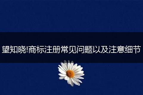 望知晓!商标注册常见问题以及注意细节