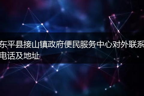 东平县接山镇政府便民服务中心对外联系电话及地址