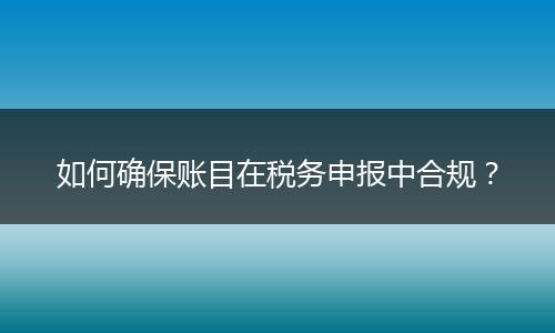 如何确保账目在税务申报中合规？