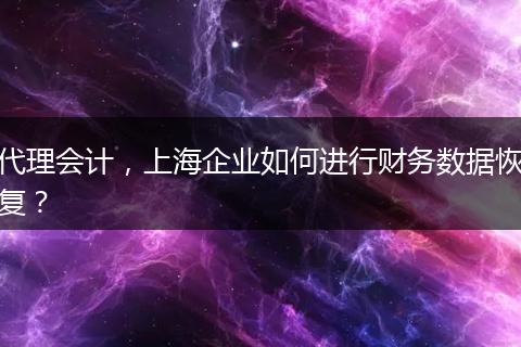 代理会计，上海企业如何进行财务数据恢复？