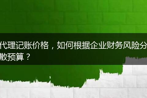 代理记账价格，如何根据企业财务风险分散预算？