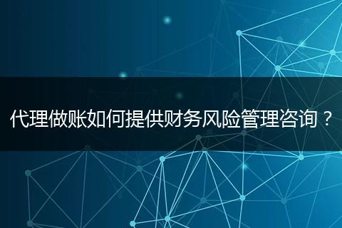 代理做账如何提供财务风险管理咨询？