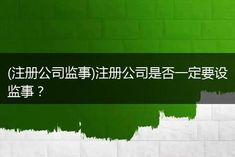 (注册公司监事)注册公司是否一定要设监事?