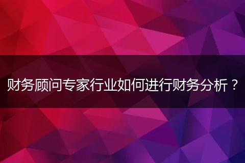 财务顾问专家行业如何进行财务分析？