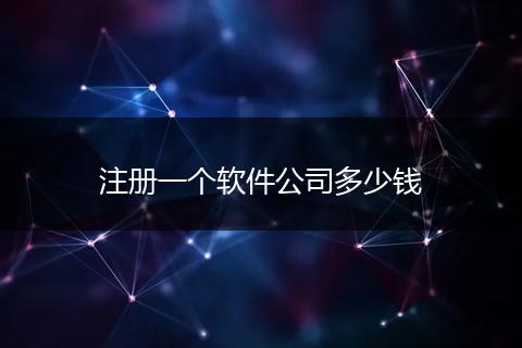 注册一个软件公司多少钱